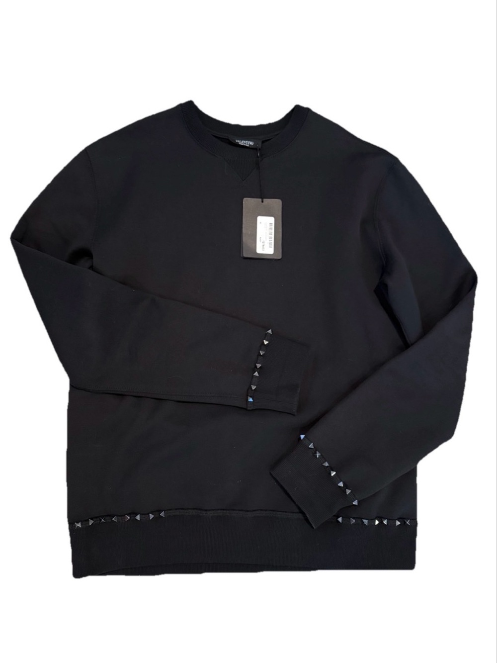 Valentino Rockstud Men’s Black Crewneck Sweatshirt, Black Studs Size Medium NWT